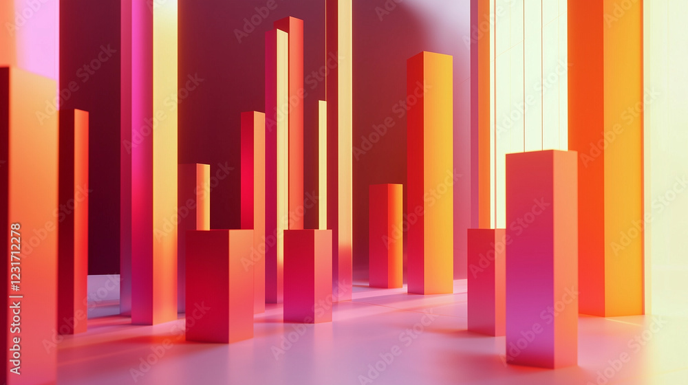 A dynamic, 3D bar chart with multiple categories, highlighting the differences between them. The bars are solid and visually impactful, with labels and values displayed above them. A dynamic, 3D bar chart with multiple categories, highlighting the differences between them. The bars are solid and visually impactful, with labels and values displayed above them.