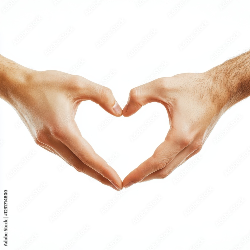 Two Hands Forming Heart Shape Against White Background Two Hands Forming Heart Shape Against White Background