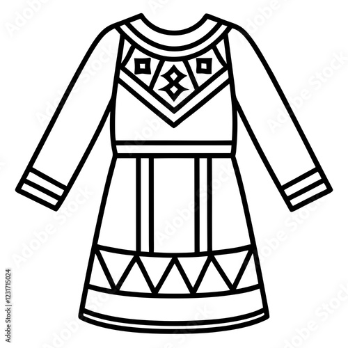 Stylized Cultural Attire Line Art