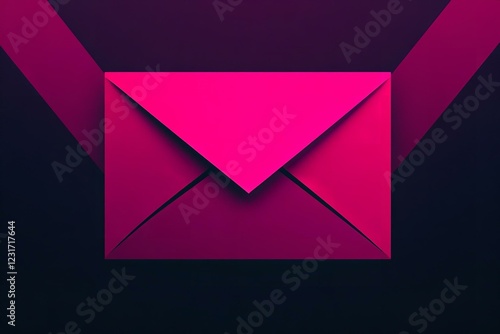 Abstract. Shape envelope letter. Dark light red pink modern background for design. Geometric shape. Triangles lines. Gradient. Viva magenta.Color 2023. Symbol. photo