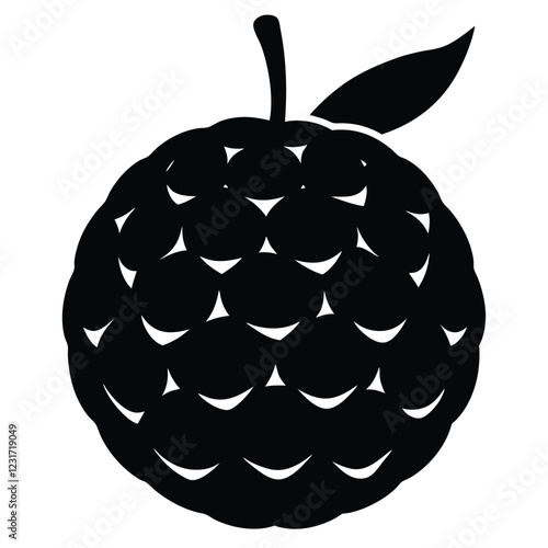 Custard Apple Silhouette Vector Art Illustration and Black Custard Apple Artwork Design