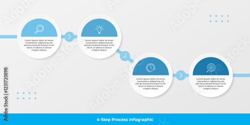 Business process infographic with four steps and icons
