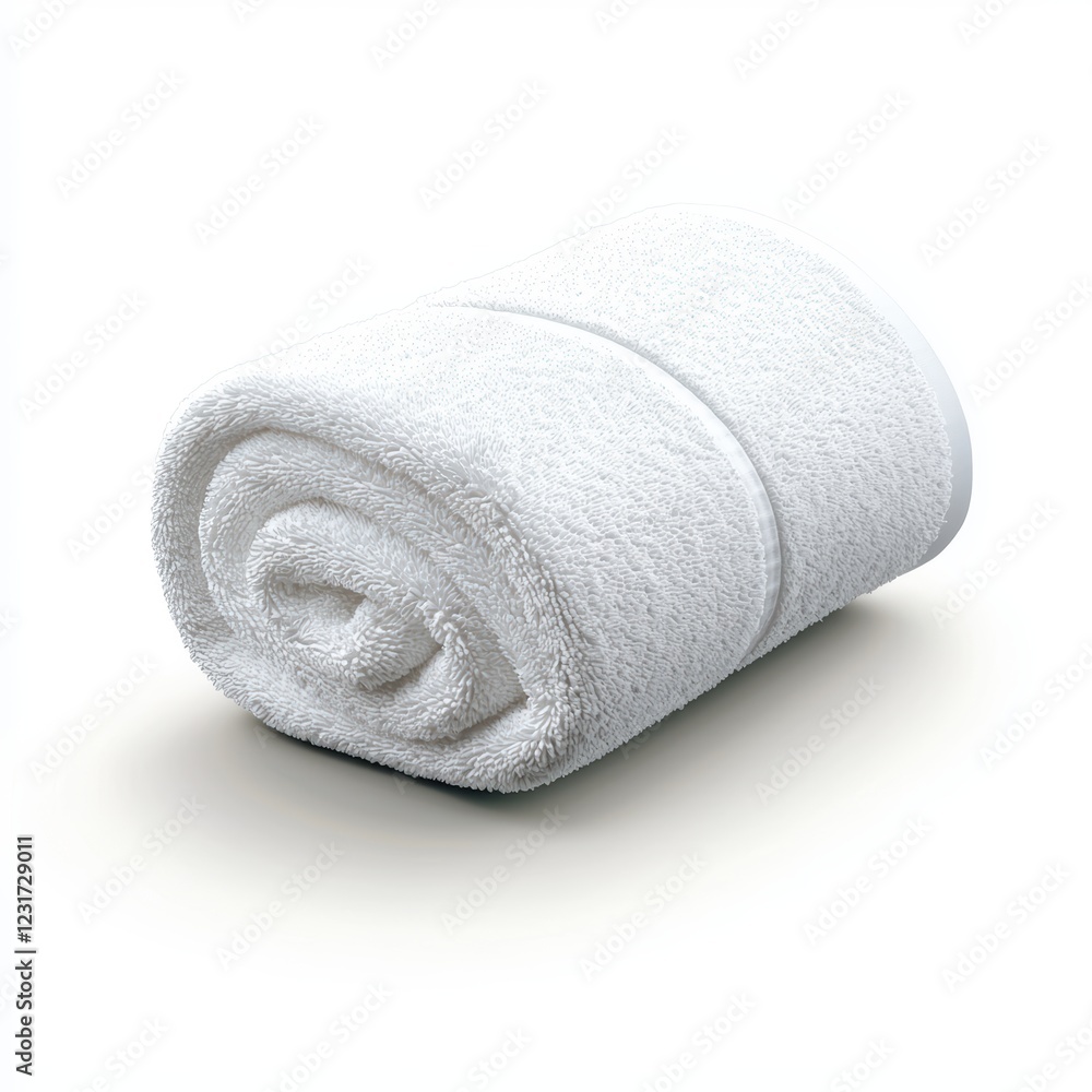 rolled-up spa towel with a luxurious texture, centered on a clean white background rolled-up spa towel with a luxurious texture, centered on a clean white background