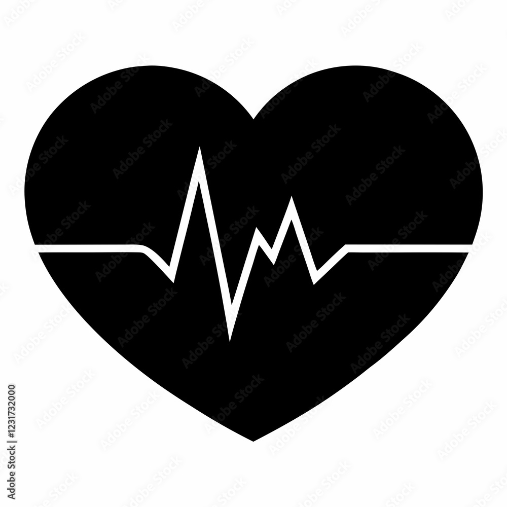 Black Silhouette of a Soft Heartbeat Vector Illustration Black Silhouette of a Soft Heartbeat Vector Illustration