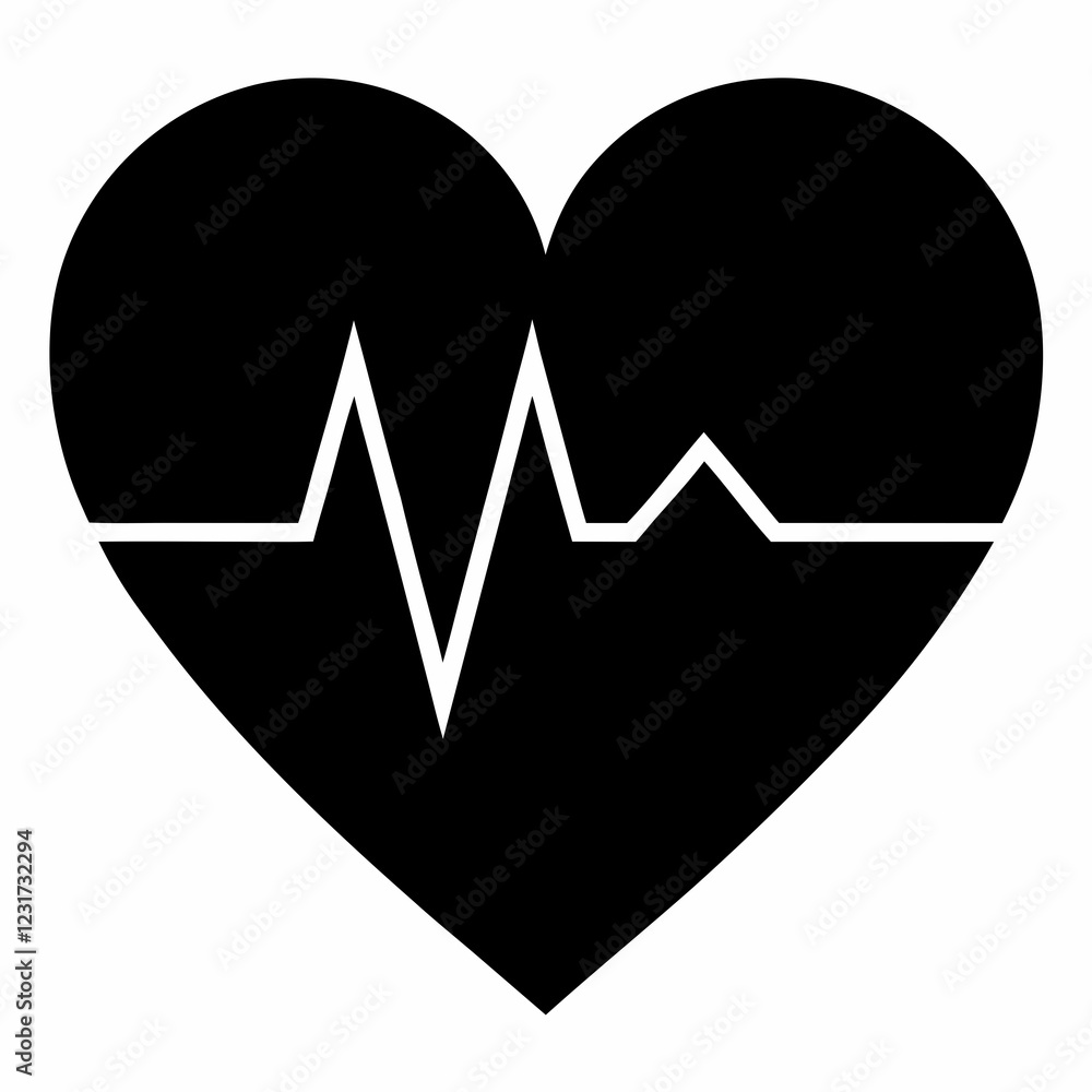 Black Silhouette of a Soft Heartbeat Vector Illustration Black Silhouette of a Soft Heartbeat Vector Illustration