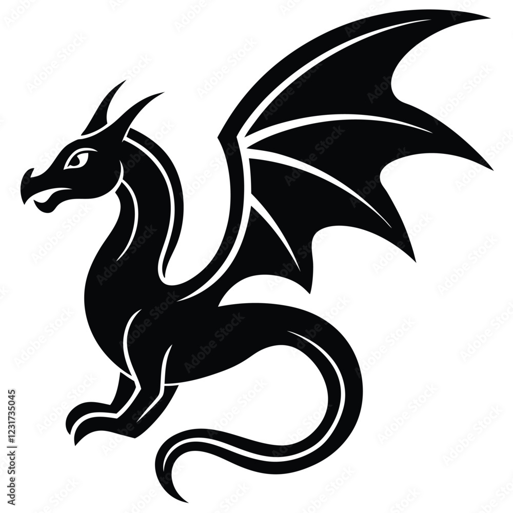 Fototapeta premium The Mythical Dragons From Ancient Lore to Modern Fantasy and Medical Symbolism. dragon vector icon logo