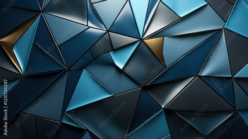 Abstract blue gold metallic triangles texture background Abstract blue gold metallic triangles texture background