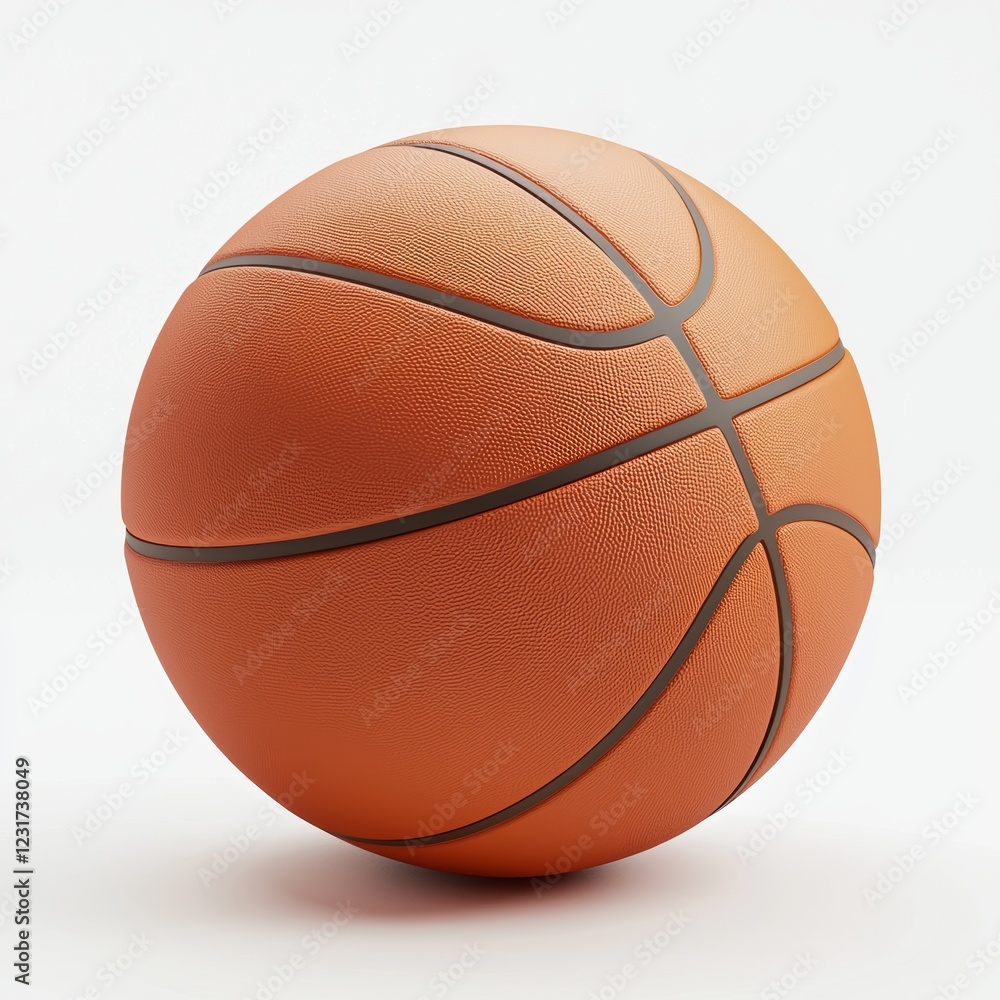Standard official-size basketball with natural grip lines, placed on a bright white background Standard official-size basketball with natural grip lines, placed on a bright white background
