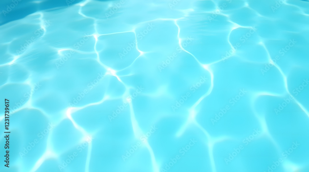 Obraz premium Detailed view of clear water ripples in a light blue swimming pool, showing natural patterns, sunlight reflections and soft textures. Ideal for creating calm and refreshing visuals.