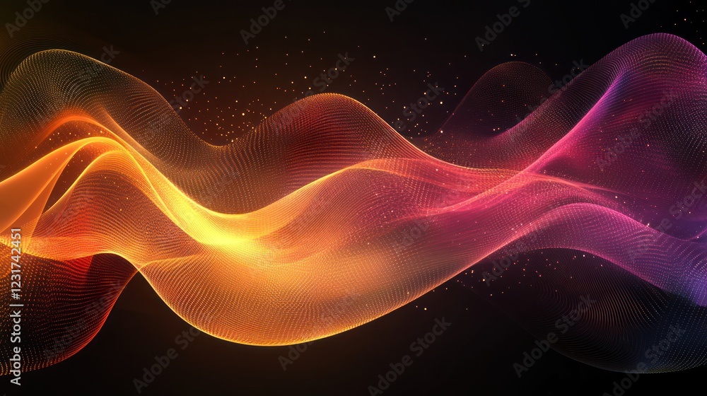 Fototapeta premium Abstract glowing wave, dark background, digital art, website banner