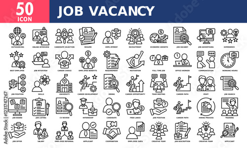 Job vacancy icon set collection. Simple line vector.