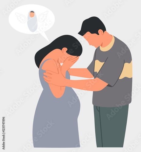 Husband comforts wife is grieving over miscarriage