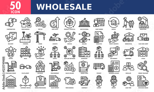 Wholesale icon set collection. Simple line vector.