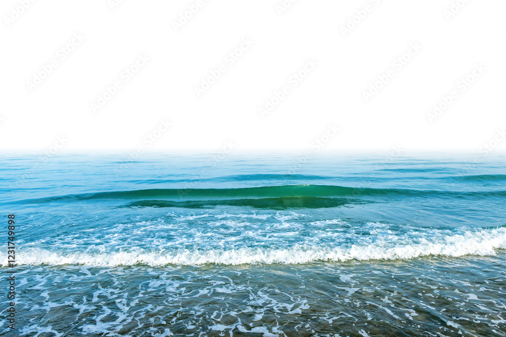 Obraz premium Blue sea water with waves in PNG isolated on transparent background