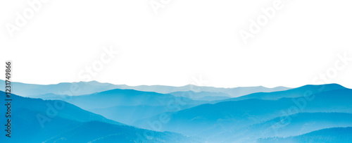 Canvas Print Blue mountains blue hills landscape for nature background in PNG isolated on tra