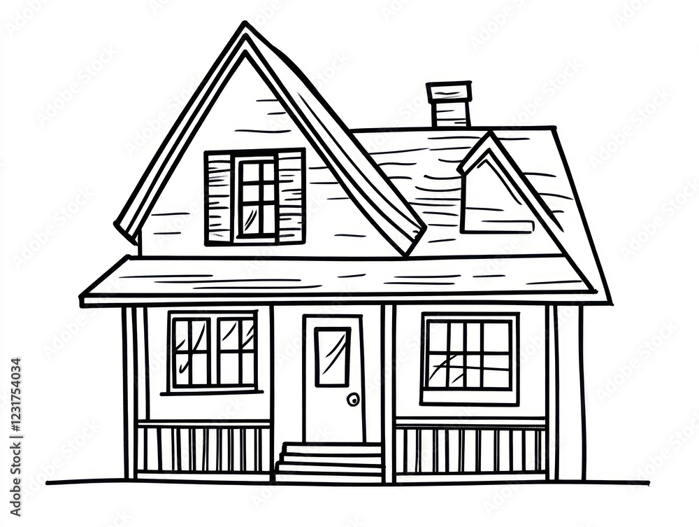 A charming two story house with a gabled roof and porch A charming two story house with a gabled roof and porch