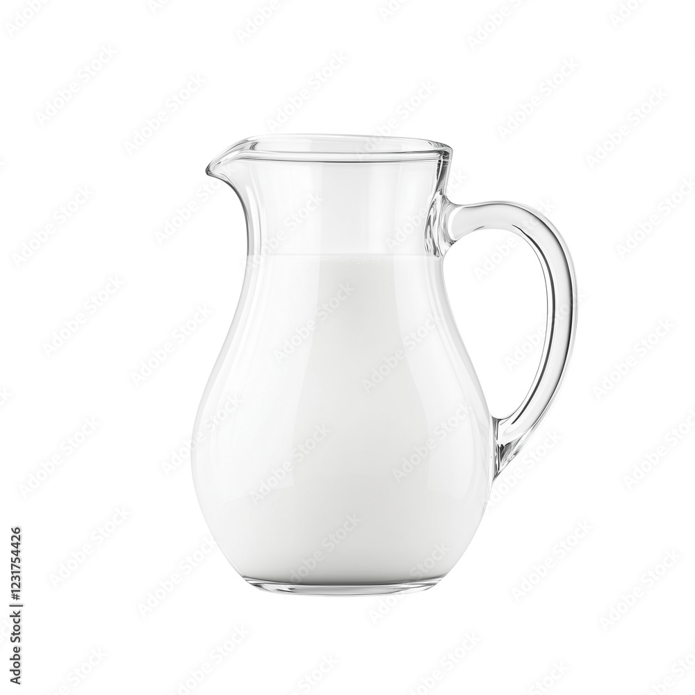 Glass Jug of Milk Isolated on White and Transparent Background Glass Jug of Milk Isolated on White and Transparent Background