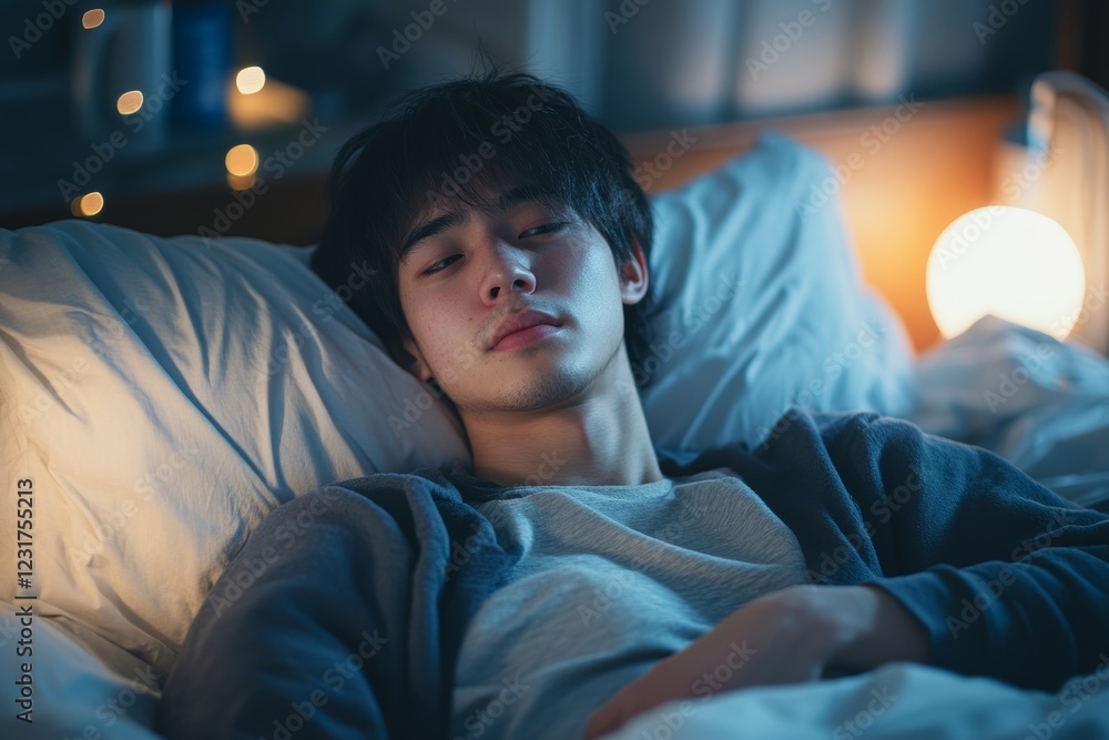 person feeling stomach pain menstruation on the bed