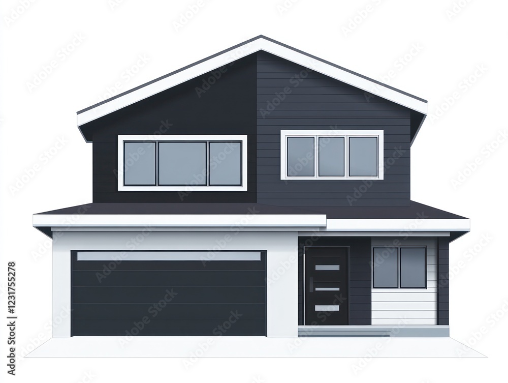 Modern Two Story House with Garage and Dark Siding Modern Two Story House with Garage and Dark Siding