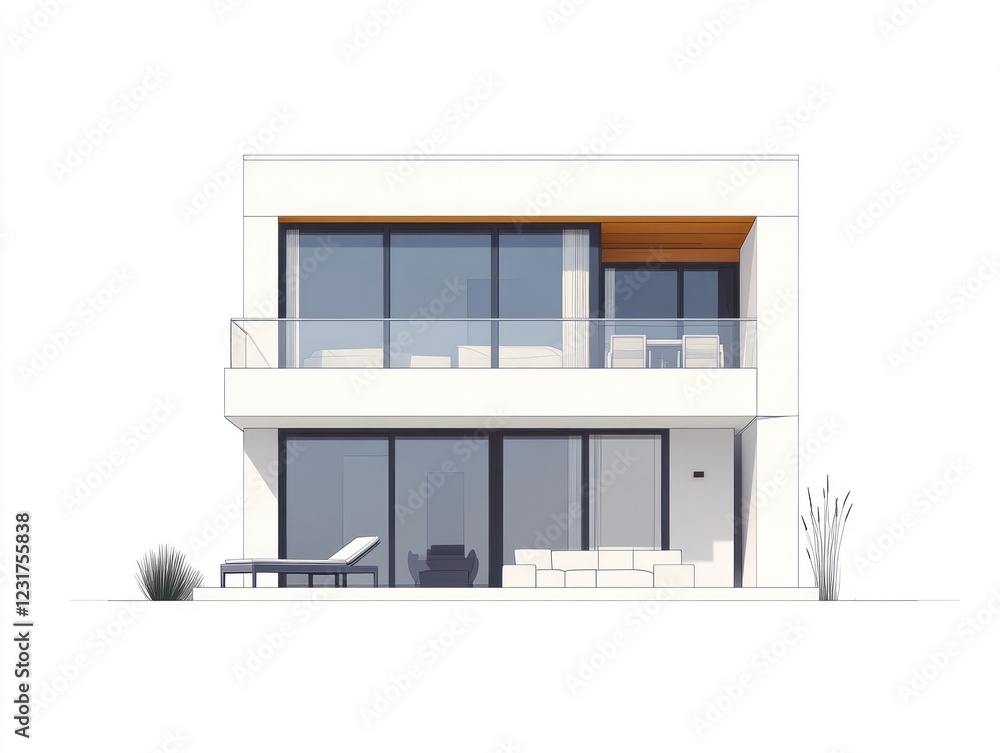 Modern Two Story House Architectural Design Rendering Modern Two Story House Architectural Design Rendering