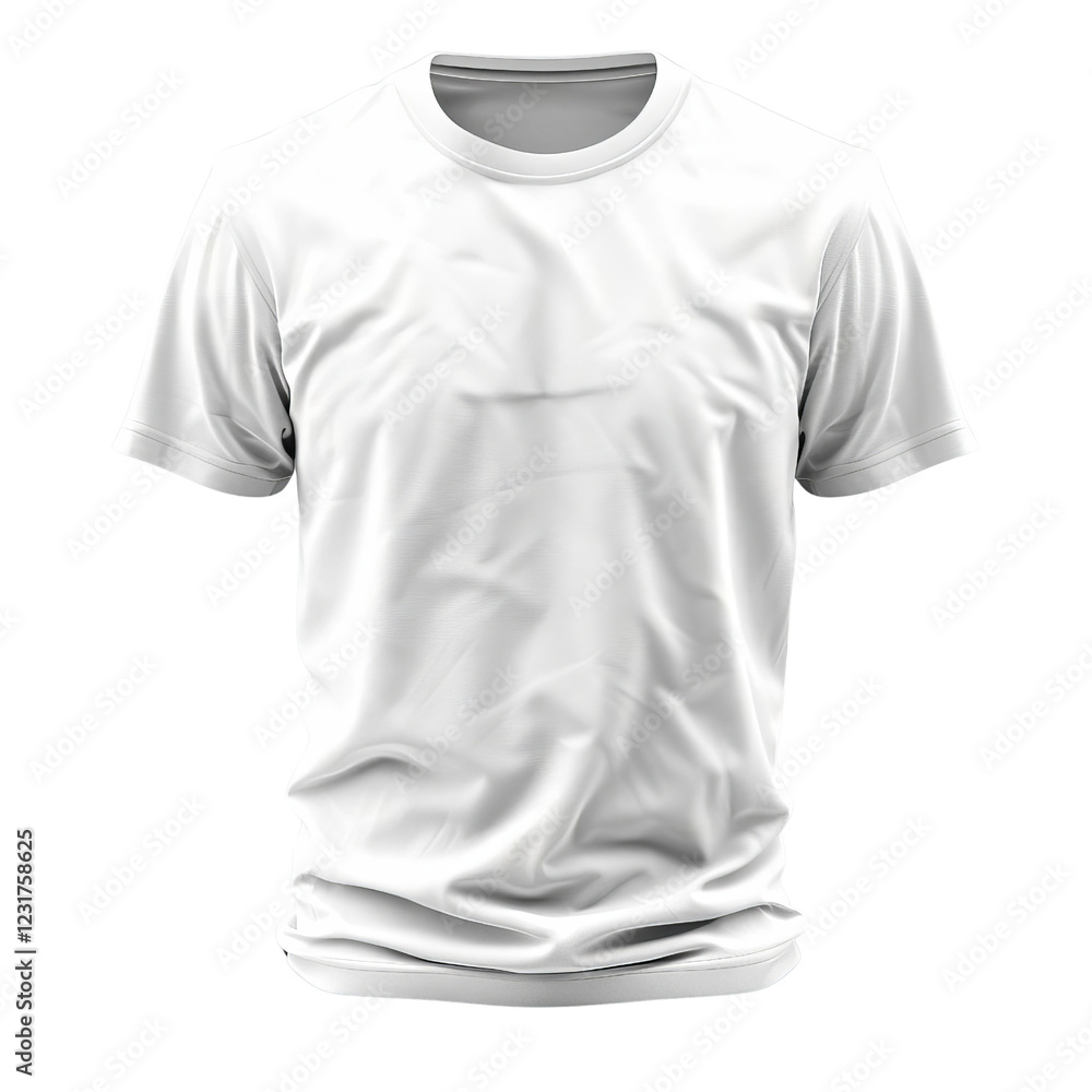 Plain white T-shirt isolated on white background. Blank apparel for customization, advertising, or design purposes. Plain white T-shirt isolated on white background. Blank apparel for customization, advertising, or design purposes.