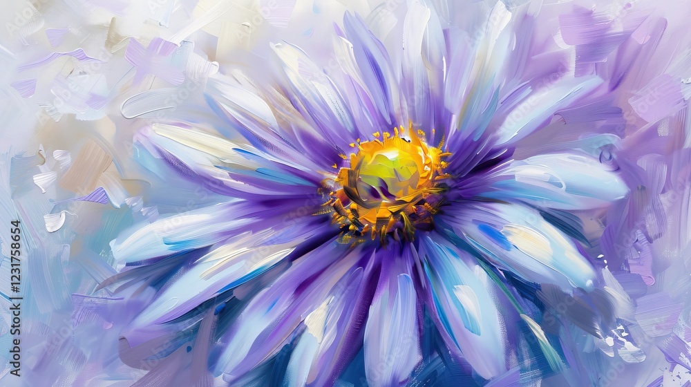 Obraz premium A lavender daisy with a yellow cente