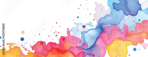 Holi colorful abstract liquid watercolor background with artistic, paint, splashes, grunge, splatter, texture, powder, Artwork for creative banner, card, template, effect, ink, blot design vector