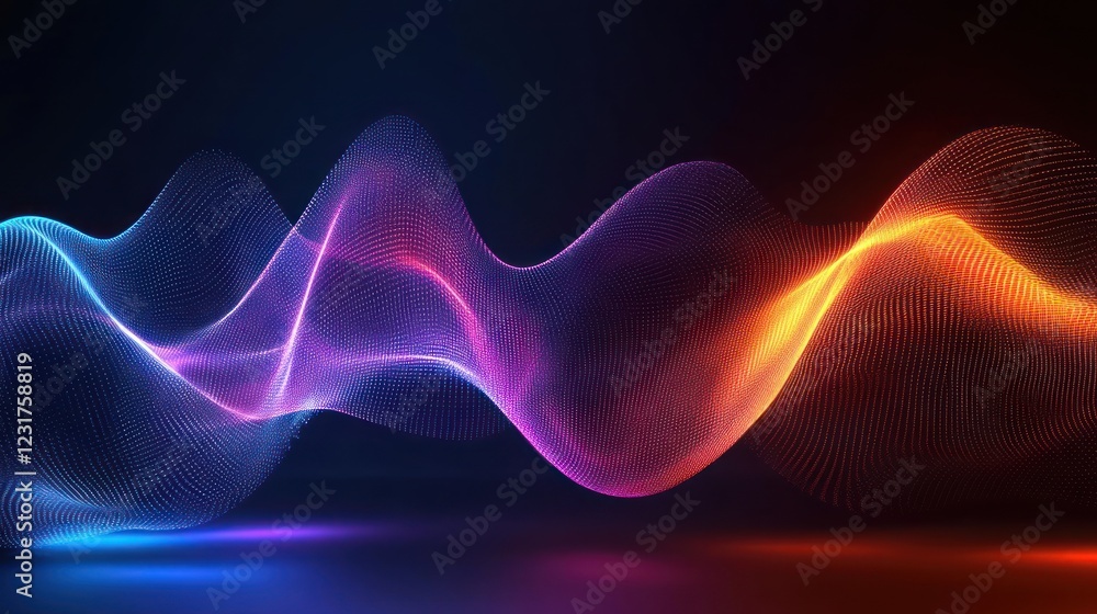 Fototapeta premium Abstract glowing waves, digital art, dark background, website banner (1)