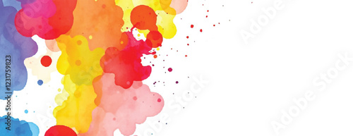 Holi colorful abstract liquid watercolor background with artistic, paint, splashes, grunge, splatter, texture, powder, Artwork for creative banner, card, template, effect, ink, blot design vector