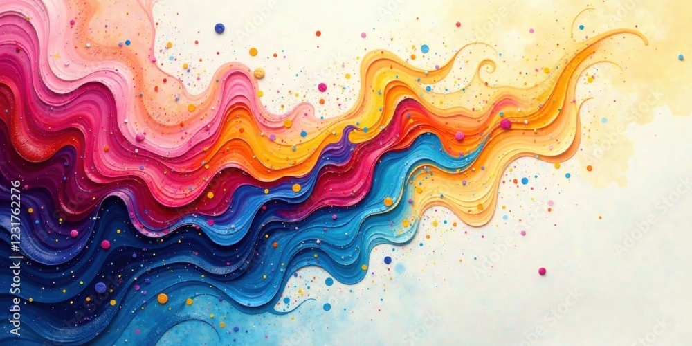 Fototapeta premium Vibrant Hues Cascading in Rhythmic Waves, Adorned with a Scatter of Joyful Dots