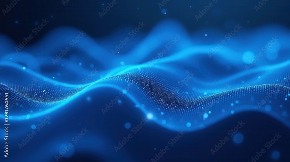 Blue abstract technology data wavy lines in holographic style Blue abstract technology data wavy lines in holographic style