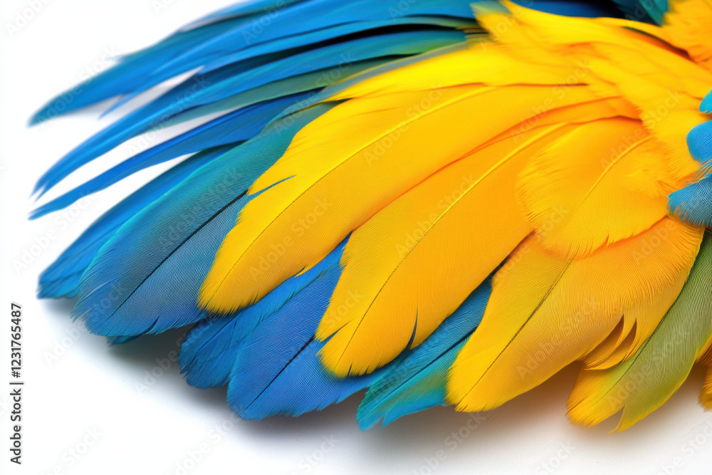 Obraz premium Macaw with bright, colorful feathers on a white background, perfect for tropical themes