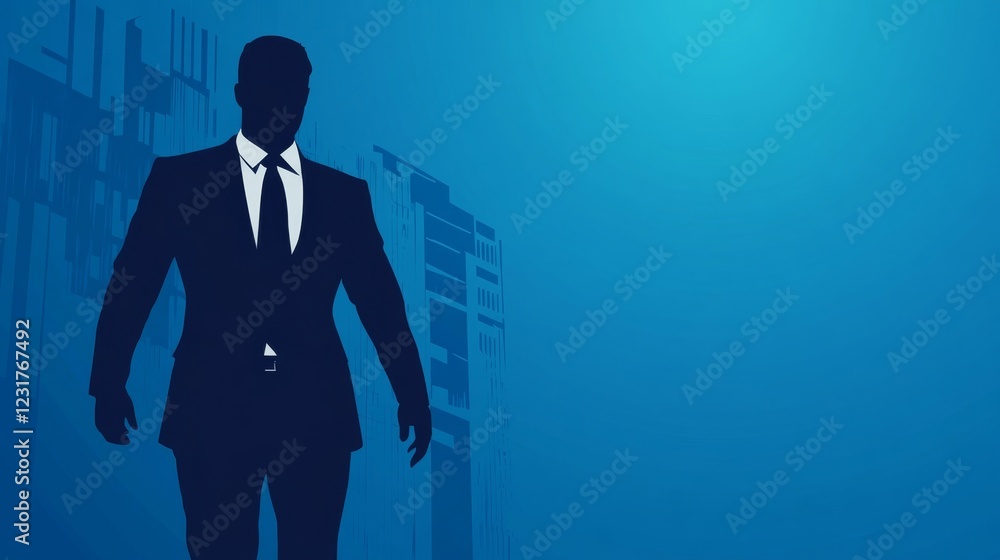 Silhouette of a Businessman in a Modern Cityscape Silhouette of a Businessman in a Modern Cityscape