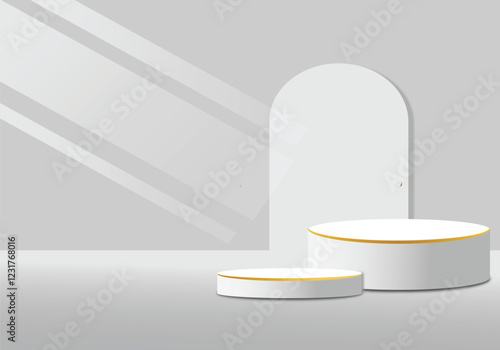 Realistic 3D cylinder podium backdrop with elegant color, curved background wall scenery. for beauty products, jewelry or watches showcase, abstract product display presentation,
