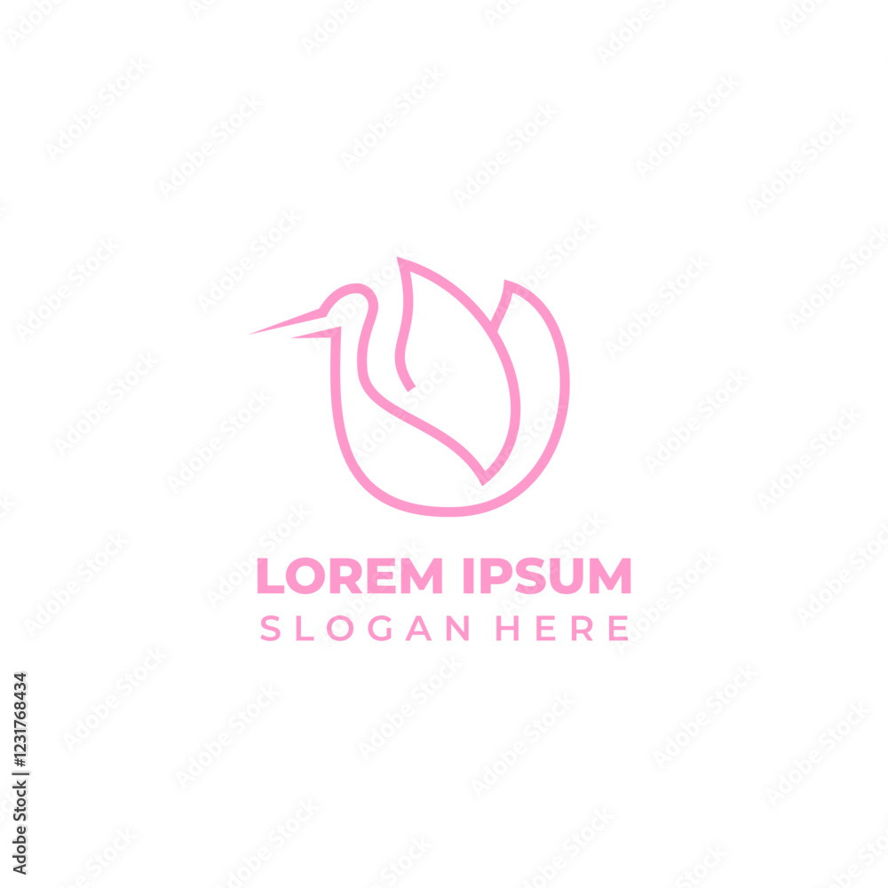 Fototapeta premium Simple elegant stork logo vector, lineart and shape style