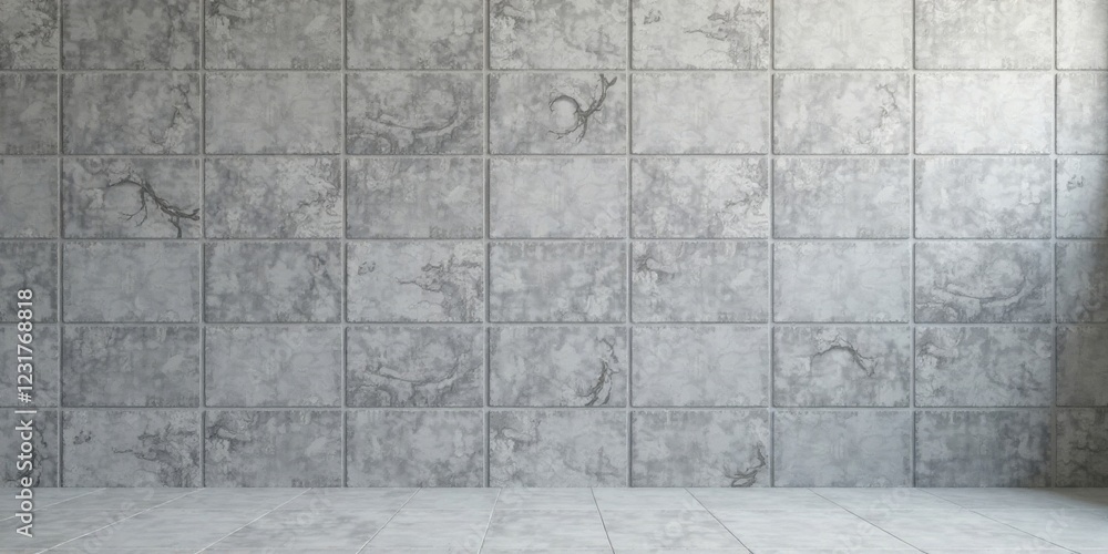 Fototapeta premium Empty Room with Grey Stone Tile Wall and Floor for Design Presentation