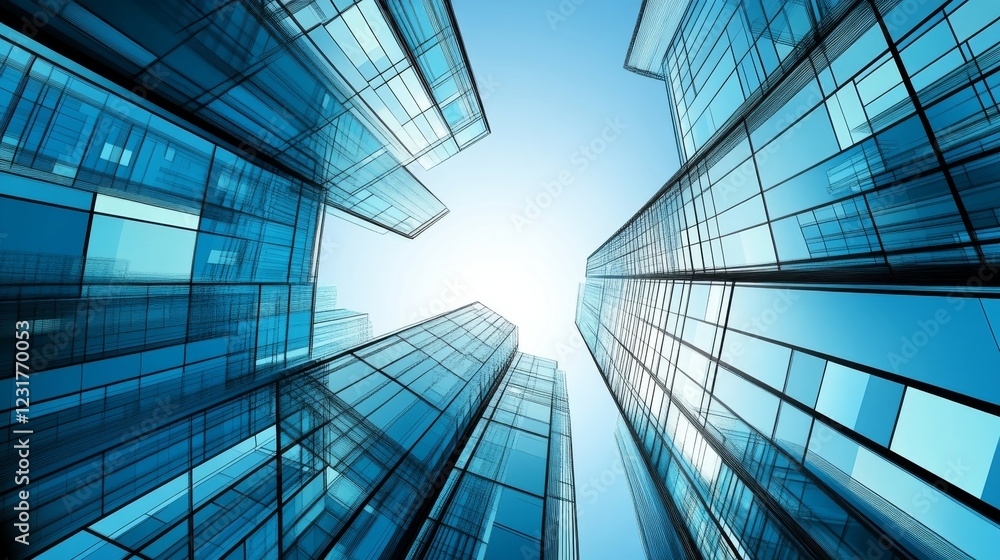 Obraz premium Modern Cityscape: Architectural Marvel in Blue Hues