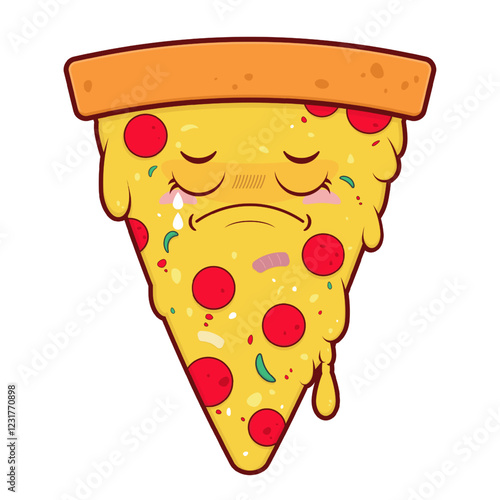 pizza crying face cartoon cute