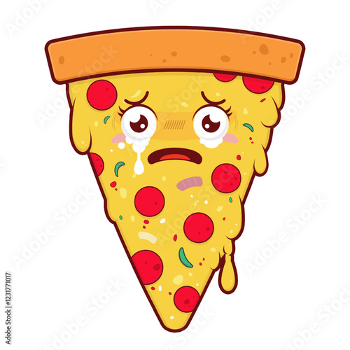 pizza scared face cartoon cute