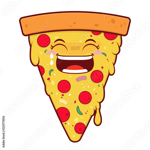 pizza laughing face cartoon cute