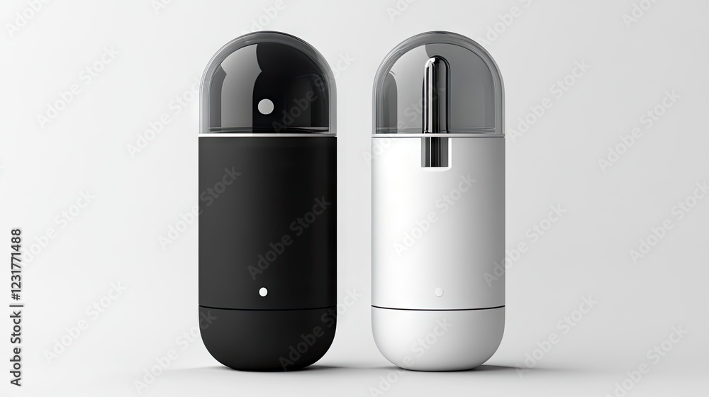 A futuristic lip balm jar with a retractable brush compartment, enhancing modern functionality.