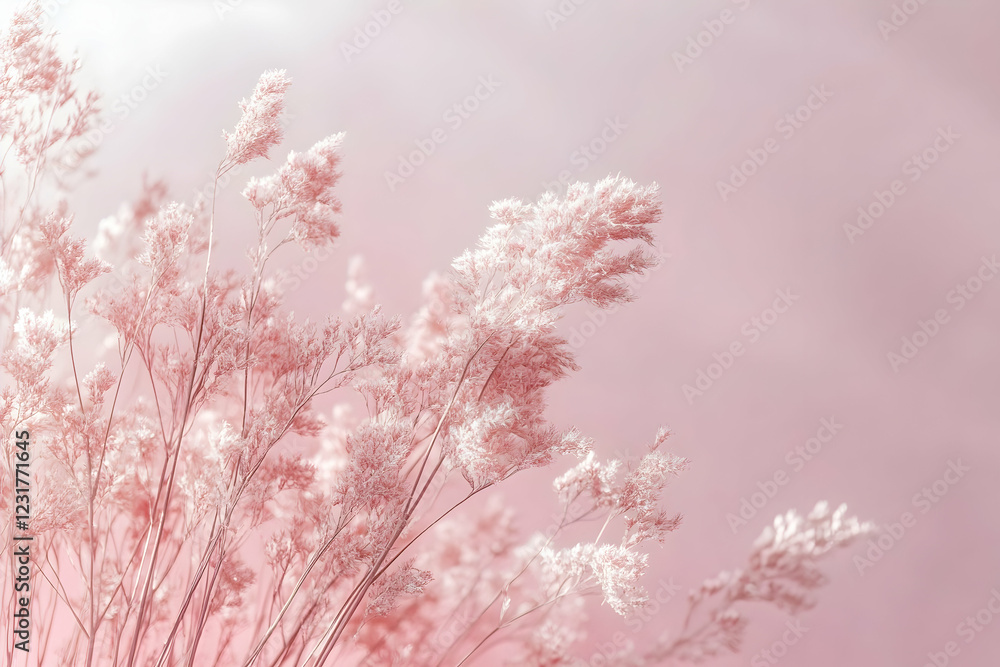 Delicate pink pampas grass against a soft blush background, creating a serene and romantic aesthetic. Perfect for wedding invitations, blogs, or feminine branding. Delicate pink pampas grass against a soft blush background, creating a serene and romantic aesthetic. Perfect for wedding invitations, blogs, or feminine branding.
