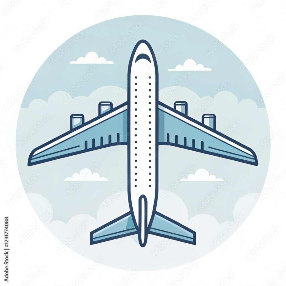 Fototapeta premium airplane icon on the sky