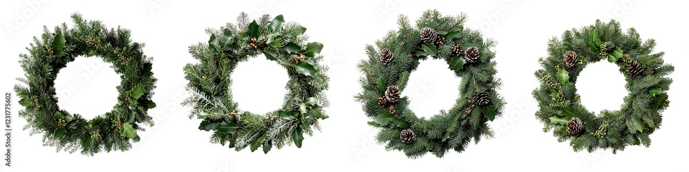 Elegant Christmas Wreath Designs with Pine Branches and Cones Elegant Christmas Wreath Designs with Pine Branches and Cones
