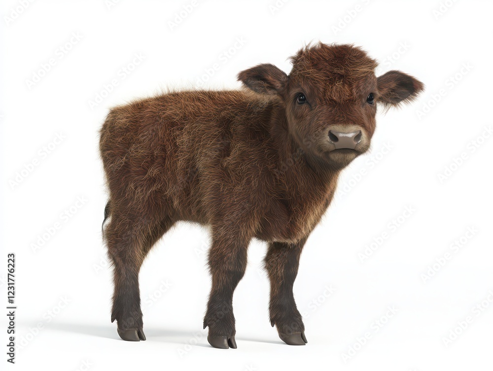 Young buffalo calf curiously exploring its environment in a natural habitat setting Young buffalo calf curiously exploring its environment in a natural habitat setting