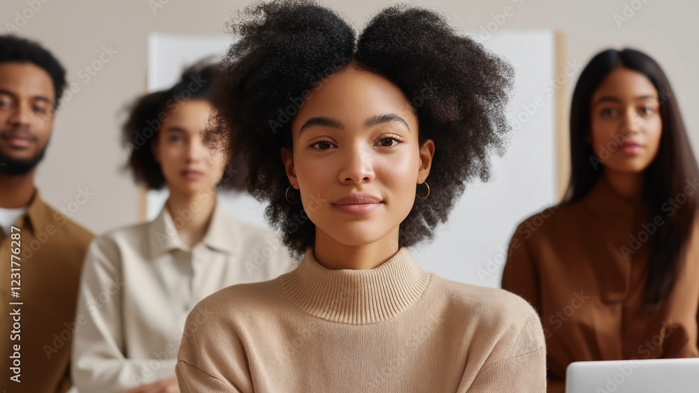 A diverse young business team standing in the office showcases collaboration and engagement in a modern office environment. A diverse young business team standing in the office showcases collaboration and engagement in a modern office environment.