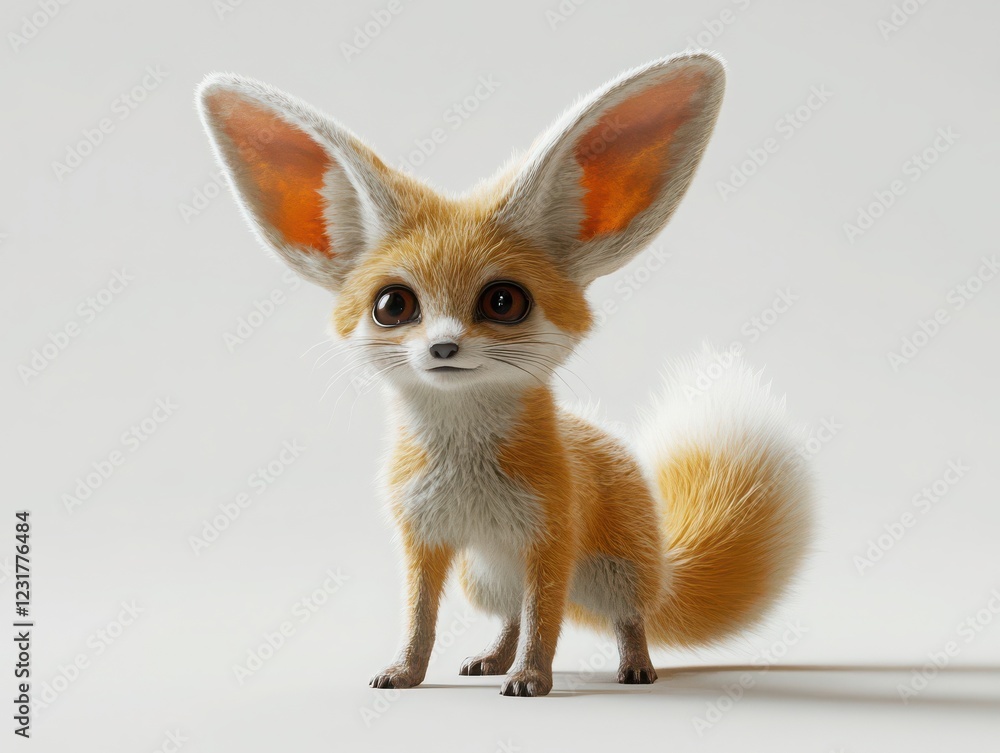 Obraz premium Cute young fennec fox playing in a studio environment adorable animal photography close-up view