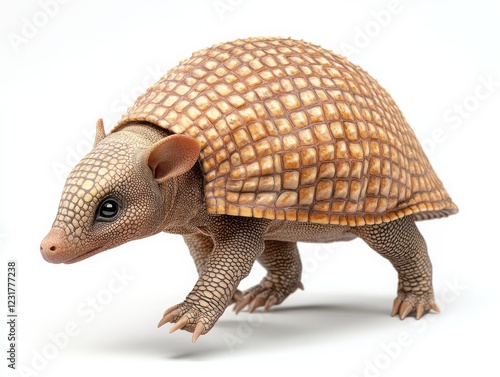 Baby armadillo walking in nature close-up photography wildlife natural habitat curious perspective photo