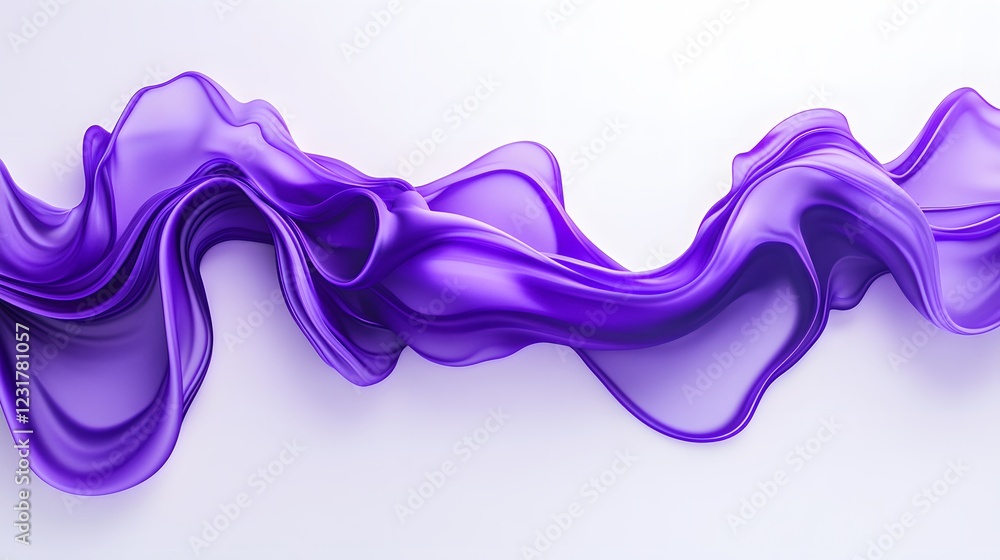 Naklejka premium Vibrant and flowing color waves in purple against a white background, creates a visual effect, generative AI