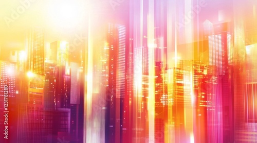 Vibrant Cityscape at Sunset  A Stunning Display of Urban Architecture